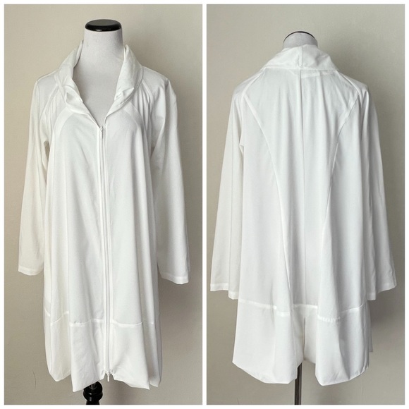 Samuel Dong white semi-sheer double zipper bubble hem jacket size xs - Picture 2 of 8